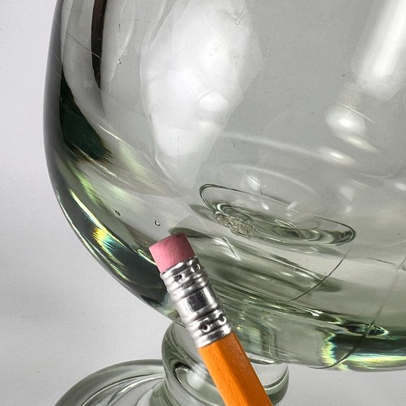 Hand Blown Footed Stemmed Glass Goblet Vase Green Hue Tint Heavy Unbranded 8" - Picture 13 of 16